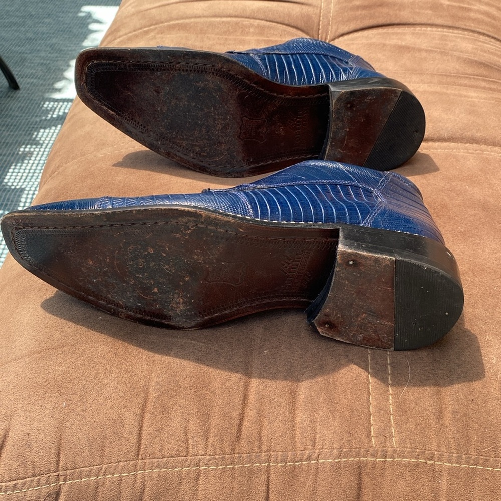 Mens all leather lizard look ankle boots. - Picture 3 of 6